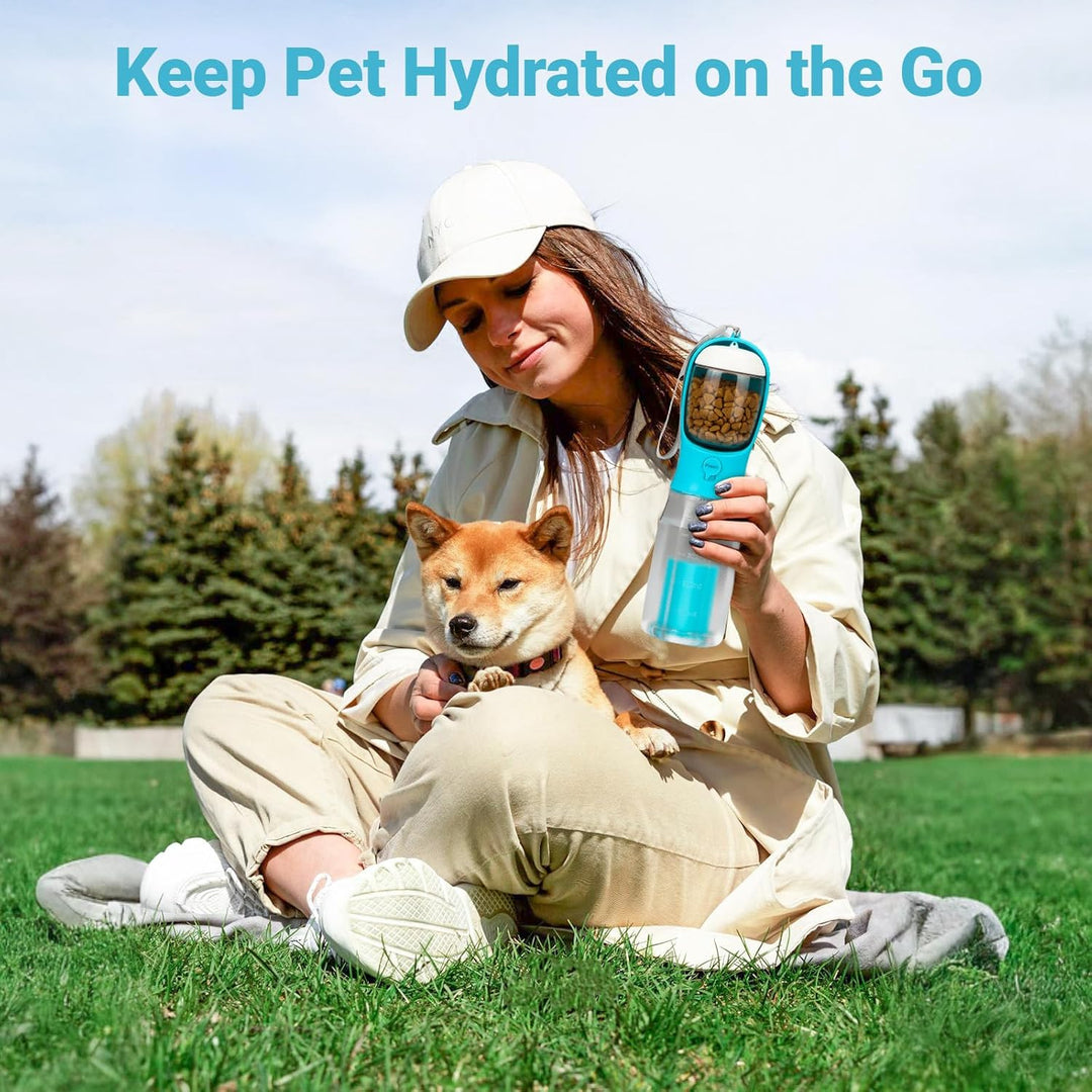 Zivacate Hunde Trinkflasche 600 ML Multifunktion Tragbare Hundetrinkflasche für unterwegs mit 100g F