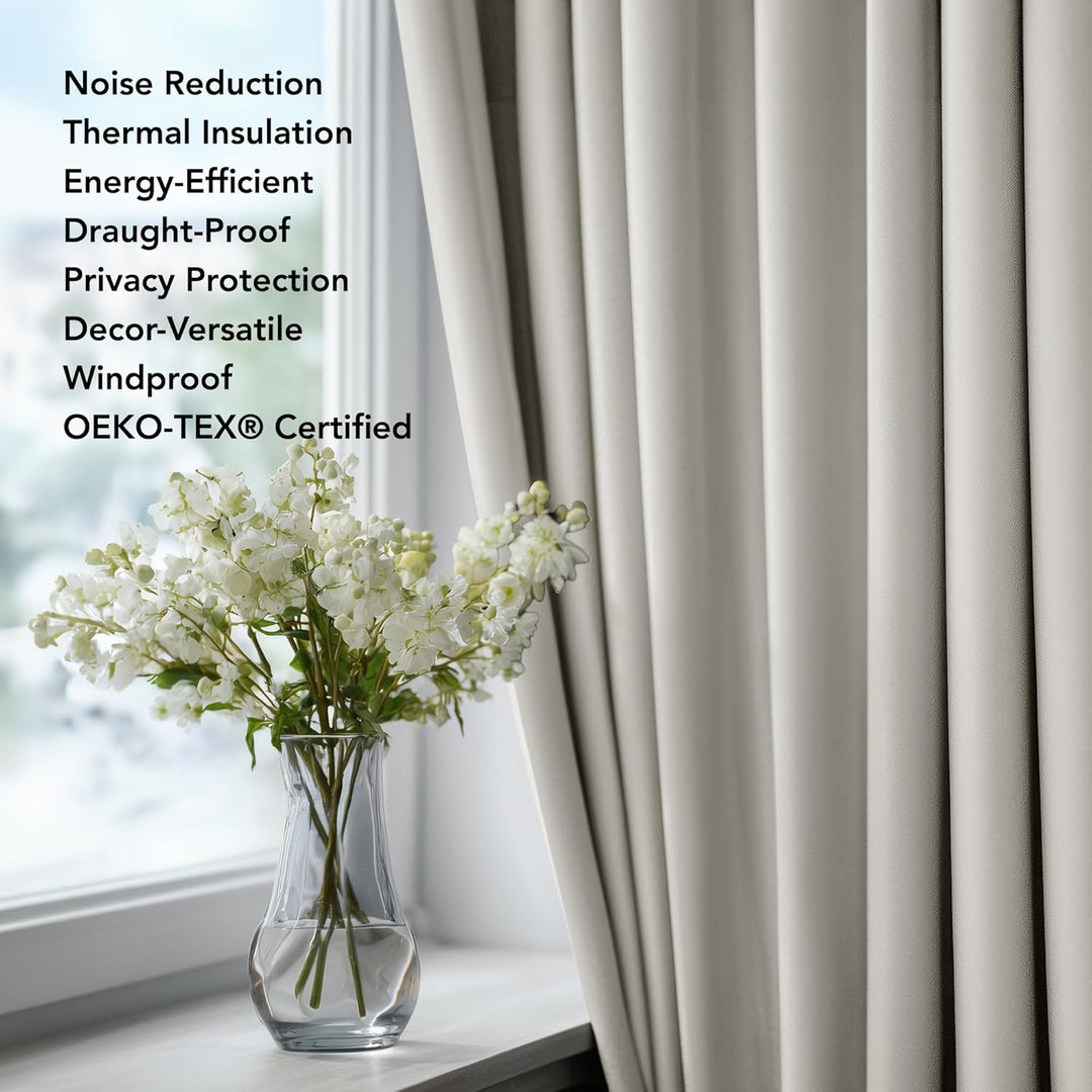 Deconovo Gardinen Blickdicht Vorhang Schlafzimmer Kälteschutz Vorhänge Blickdicht, 160x117cm(HöhexBr