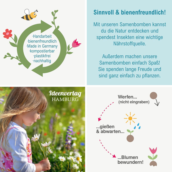 10x "Glück to grow" Samenbomben/Glücksbringer/kleine Geschenke Kollegen Saatbomben Geschenk Gäste Ge