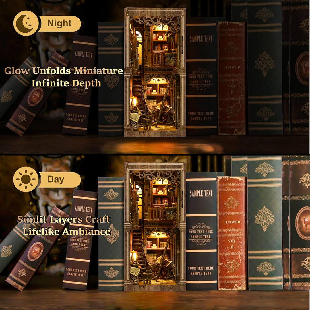 Book Nook Kit für Erwachsene - CRIOLPO DIY Miniatur Haus Holzpuzzle 3D Puppenhaus - Buchstütze für B