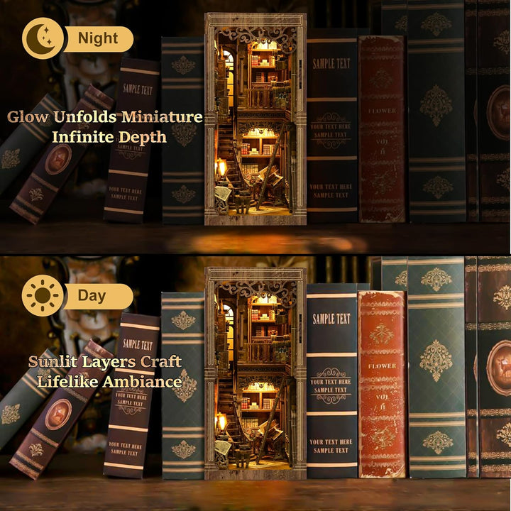 Book Nook Kit für Erwachsene - CRIOLPO DIY Miniatur Haus Holzpuzzle 3D Puppenhaus - Buchstütze für B
