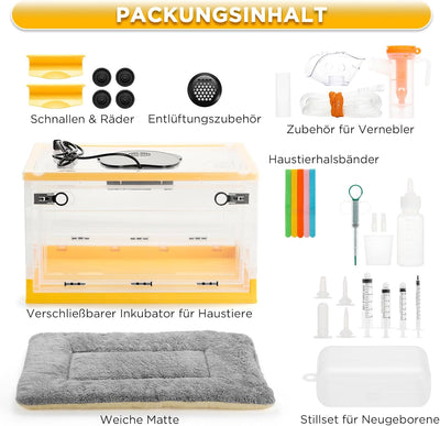 TURBRO 55L Brutkasten/Inkubator für Welpen, Kätzchen, mit präziser Heizungs- und Gebläsesteuerung, m