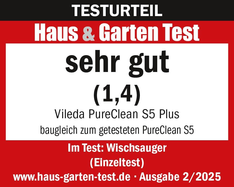 Vileda PureClean S5 Nass-Trockensauger mit Zubehör (2 Rollen, 2 Filter) | Kabelloser Akku Saugwische