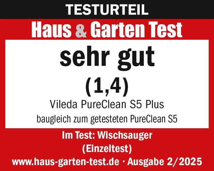 Vileda PureClean S5 Nass-Trockensauger mit Zubehör (2 Rollen, 2 Filter) | Kabelloser Akku Saugwische