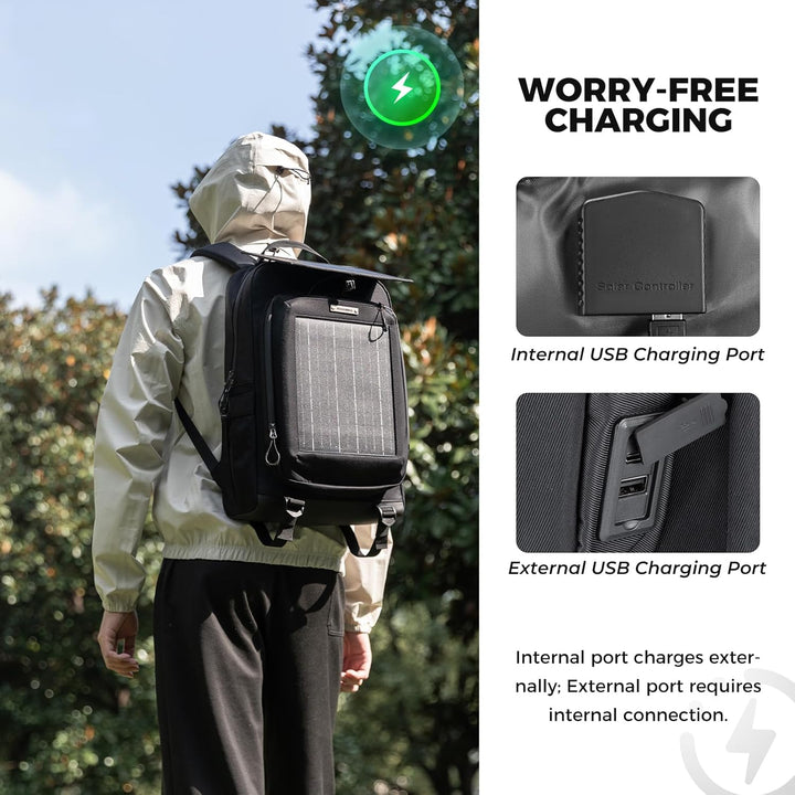 ROCKBROS Solarrucksack Solar Rucksack 20L mit Flexiblem Abnehmbarem 10V 14W Solarpanel Solarpanelruc