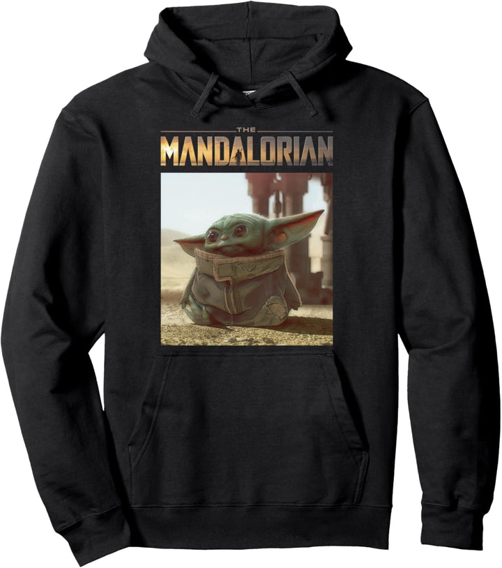 Star Wars The Mandalorian The Child Logo Sitting Portrait Pullover Hoodie