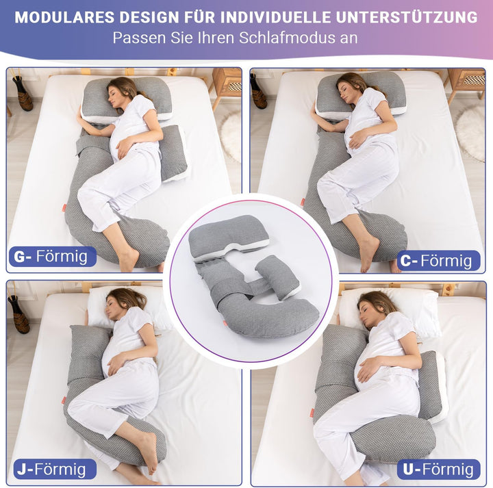 Schwangerschaftskissen 4-in-1 C/U/J/G Form Pregnancy Pillow – Seitenschläferkissen &amp; Stillkissen | G