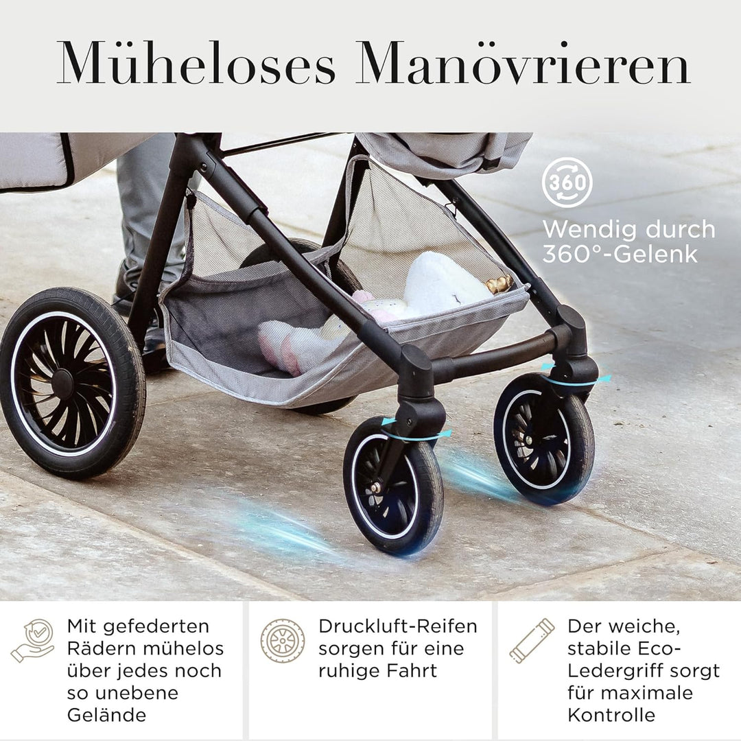 Kinderwagen 2 in 1 [Babywanne & Sportsitz] Buggy mit Aluminium-Gestell | Kinderbuggy Höhenverstellba
