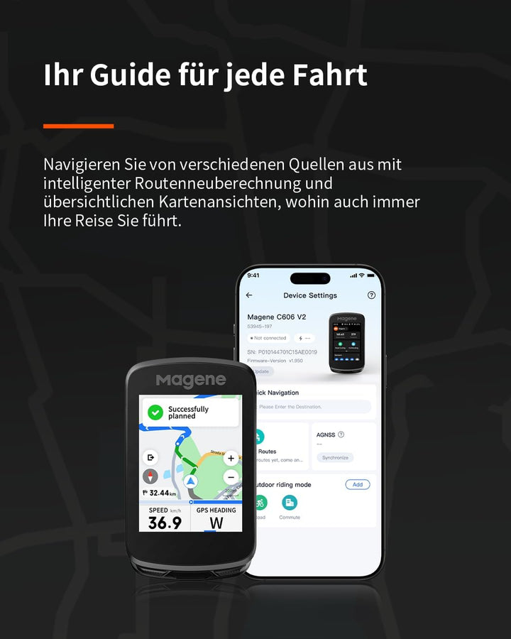 Magene C606 V2 GPS-Fahrradcomputer, Multi-Scenario ClimbPro, WLAN- & Bluetooth-Datenübertragung, Rou
