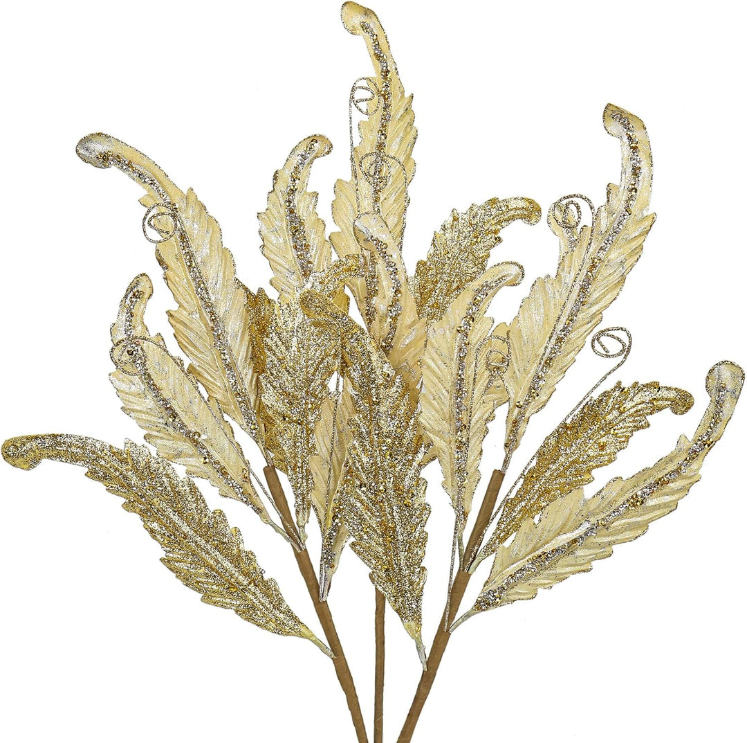 Oairse 68CM 3er Set Kunstpflanze Kunstzweig Weihnachten deko Glitzer, Weihnachten Blätter für Weihna