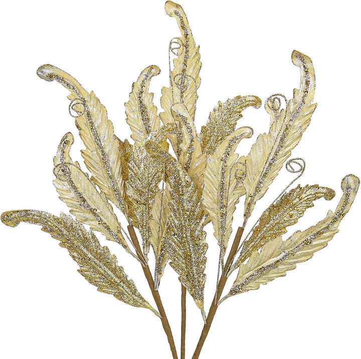 Oairse 68CM 3er Set Kunstpflanze Kunstzweig Weihnachten deko Glitzer, Weihnachten Blätter für Weihna