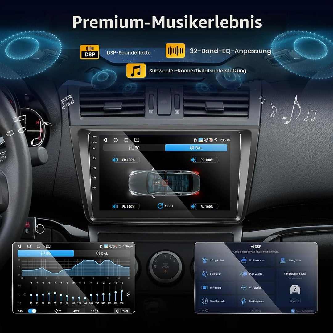 Android Autoradio für Mazda 6 GH 2007-2012 mit Kabellosem CarPlay &amp; Android Auto, 9 Zoll Bildschirm