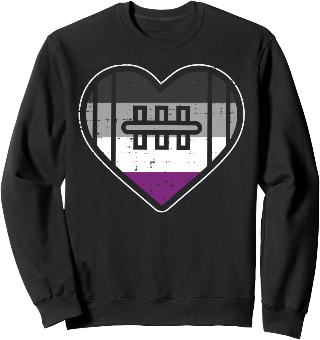 Football Heart LGBTQ Asexual Flag Ace Pride Ally Men Women Sweatshirt