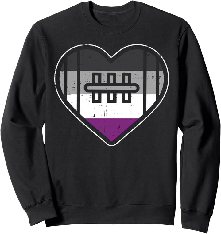 Football Heart LGBTQ Asexual Flag Ace Pride Ally Men Women Sweatshirt