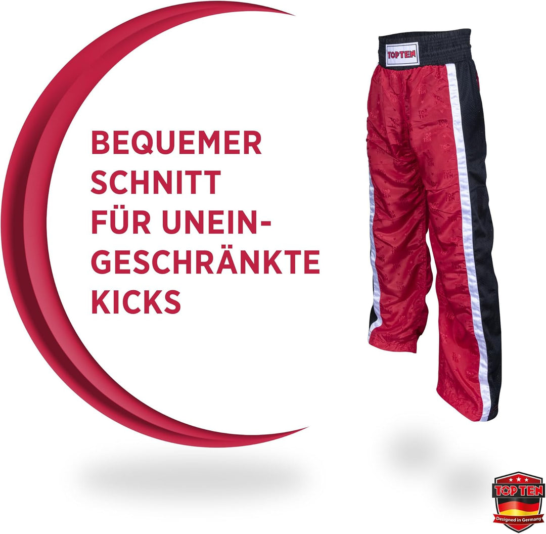 TOP TEN Kickboxhose „Mesh“ Rot - Schwarz XXL, Rot - Schwarz XXL