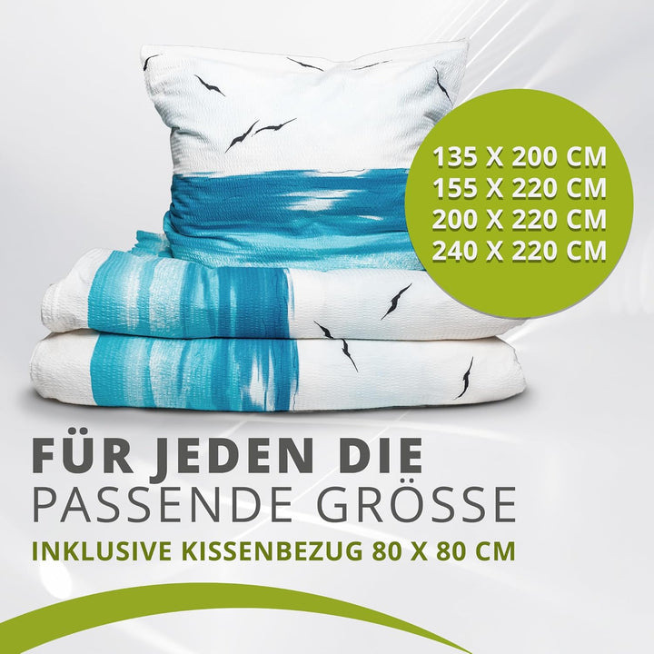 Traumschlaf • Seersucker Bettwäsche Set • Bügelfrei• luftig leichte Sommer-Bettwäsche im Maritimen L