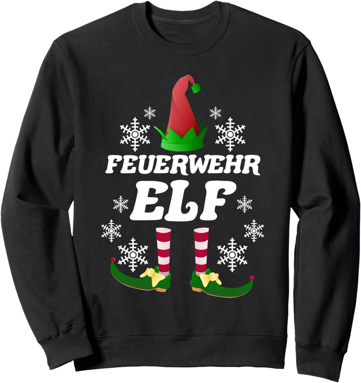 Feuerwehr Elf Partnerlook Weihnachten Weihnachtself Sweatshirt