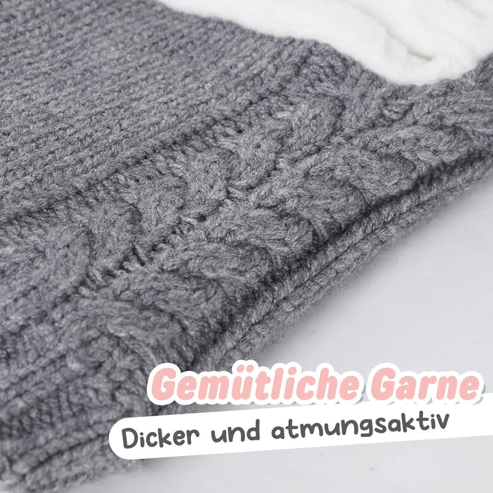 FURTALK Kleinkind Baby SchalMütze warm gefüttert Kinder Strickmütze Pom Pom Wintermütze für Mädchen