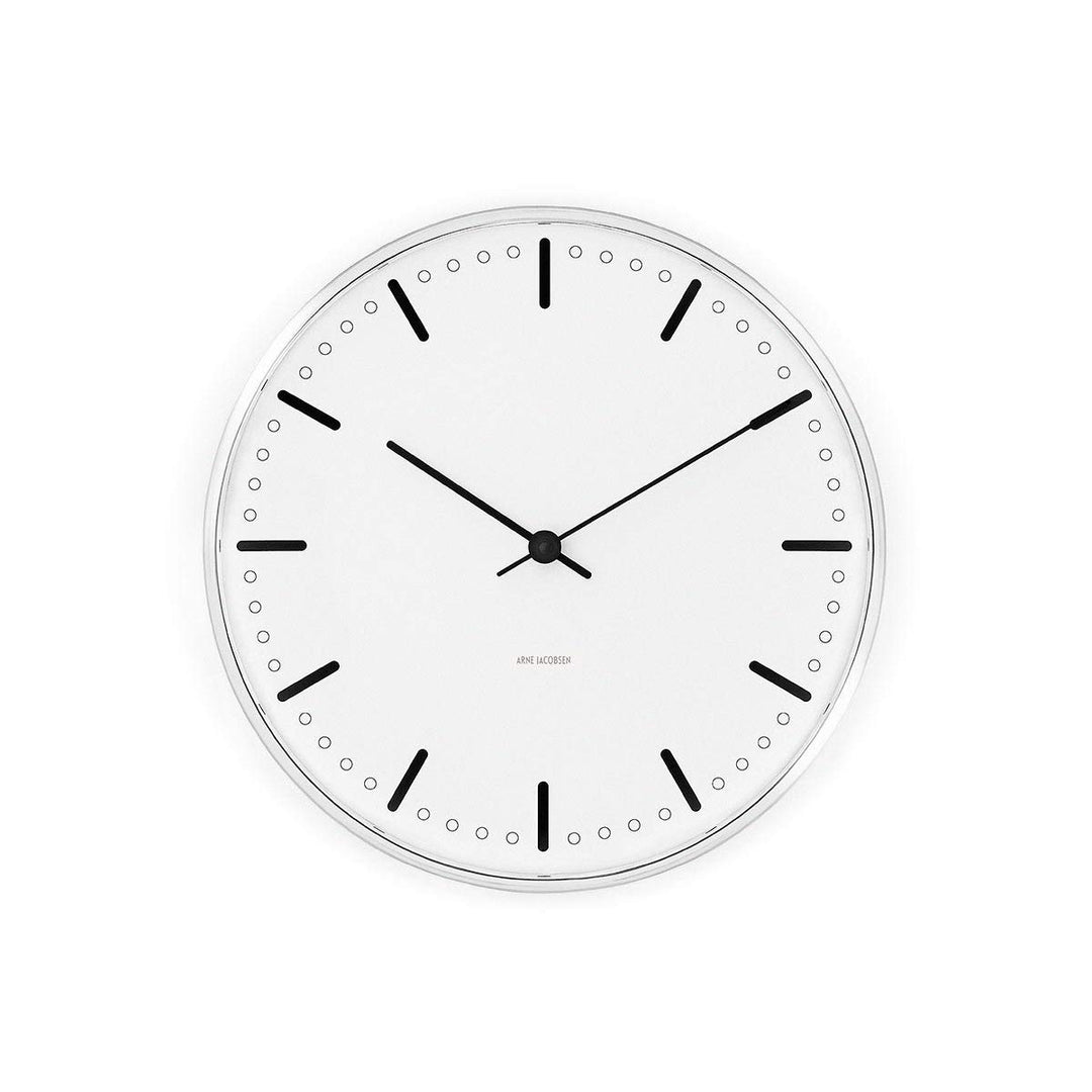Arne Jacobsen Wanduhr Ø29 cm City Hall dänisches Design aus Aluminium, weiss City Hall 29cm Weiss, C