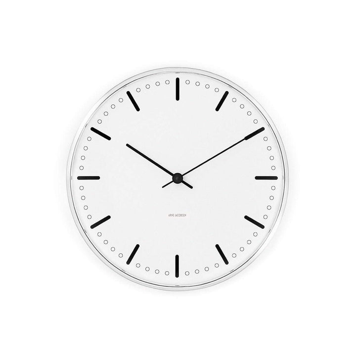 Arne Jacobsen Wanduhr Ø29 cm City Hall dänisches Design aus Aluminium, weiss City Hall 29cm Weiss, C
