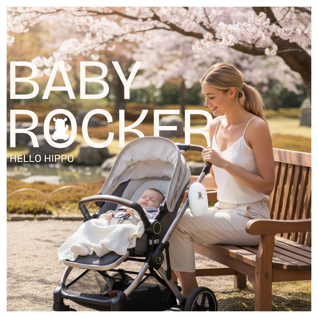 Hello Hippo – Baby Rocker Kinderwagenschaukler, Wiederaufladbar USB-C, Für Kinderwagen, Babywannen &amp;