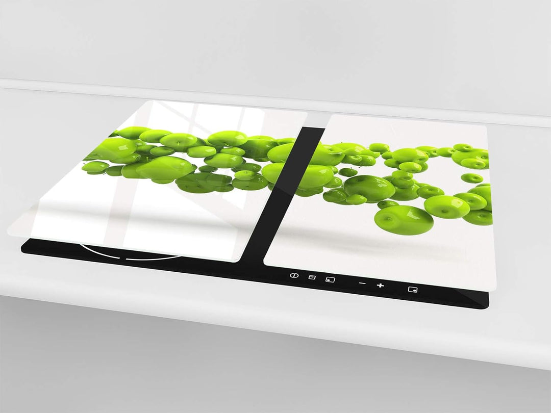 Küchenbrett aus Hartglas und Induktionskochplattenabdeckung – Schneideplatten SINGLE mit 60 x 52 cm