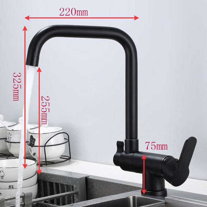 Küchenarmatur 3 Wege, Wasserhahn Küche Klappbar Vorfenster, 360° Schwenkbar 2 Griffe Messing Spültis