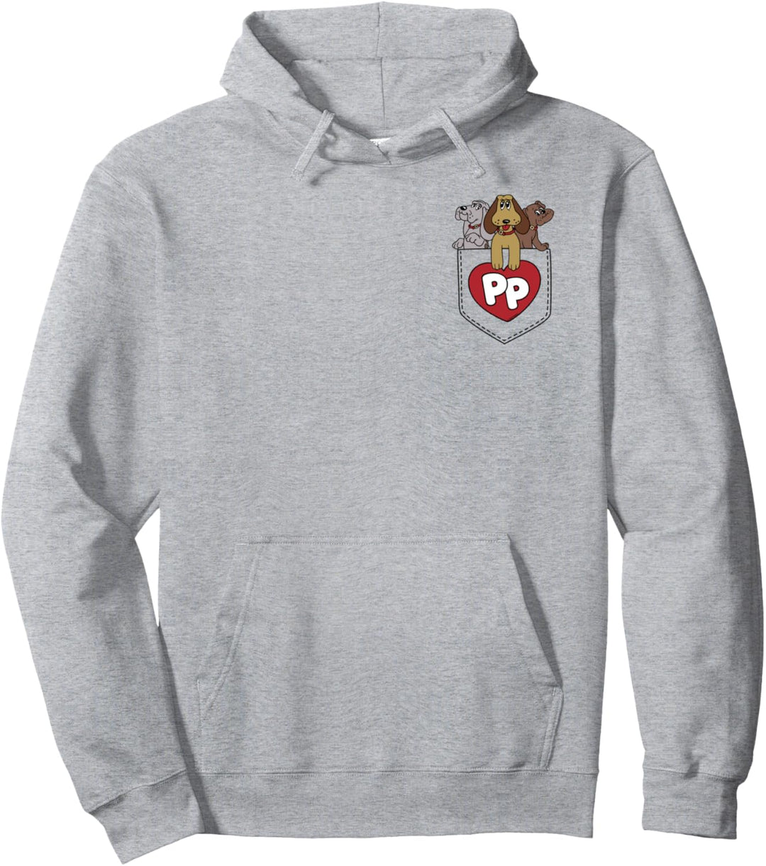 Pound Puppies Faux Pocket Puppy Heart Logo Pullover Hoodie