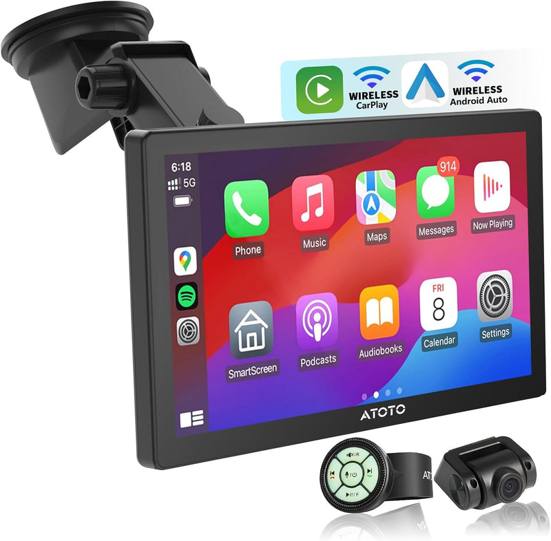 ATOTO P8 7 Zoll Portable Autoradio mit Bildschirm, Wireless Carplay und Drahtlos Android Auto, mit H