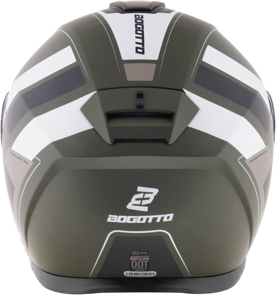 Bogotto FF403 Murata Klapphelm (Black/Green/White,S (55/56)) S (55/56) Schwarz/Grün/Weiss, S (55/56)