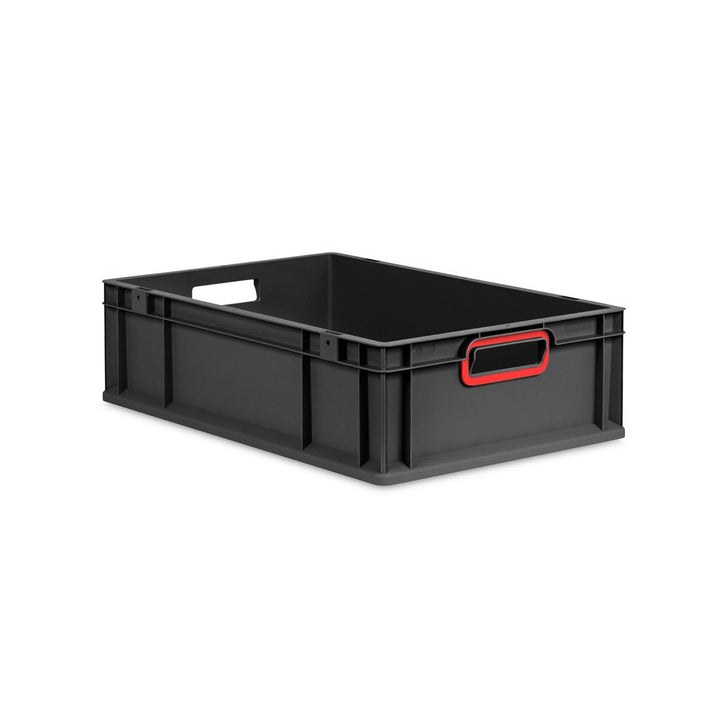 PROREGAL Eurobox NextGen Color | HxBxT 17x40x60cm | 34 Liter | Griffe rot offen | Schwarz | Eurobehä