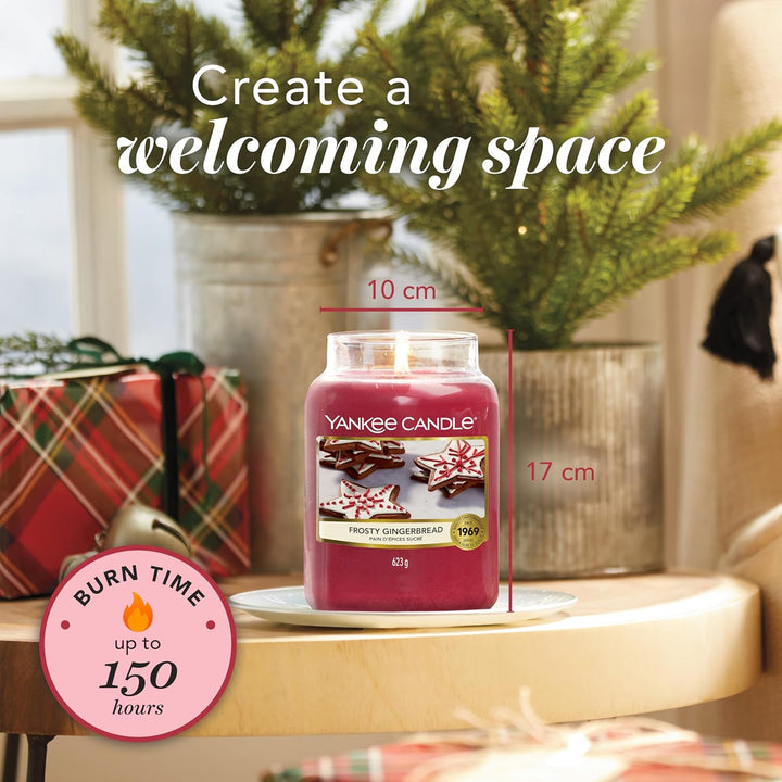 Yankee Candle Duftkerze im Glas (gross) | Frosty Gingerbread | Brenndauer bis zu 150 Stunden, Frosty