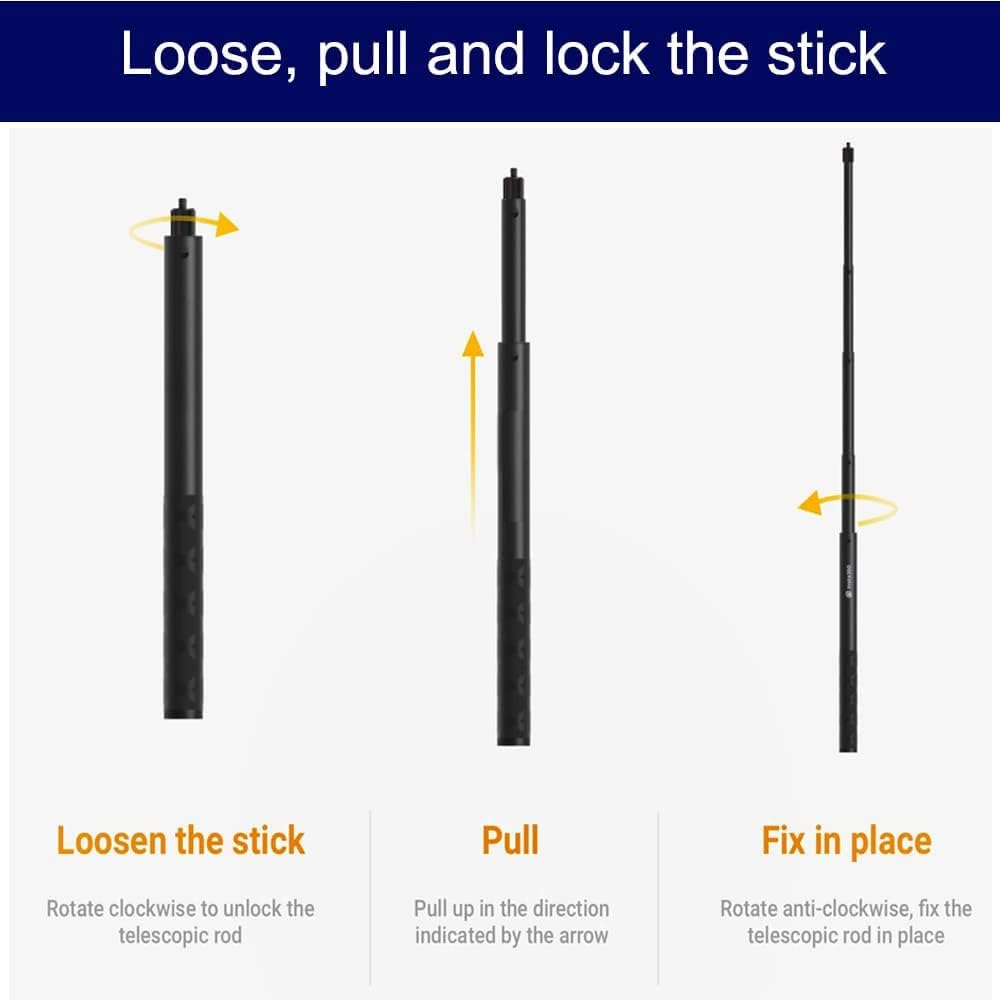 Fotoleey Invisible Selfie Stick 300 cm für Insta360 X3, One RS, 1-Zoll 360, GoPro