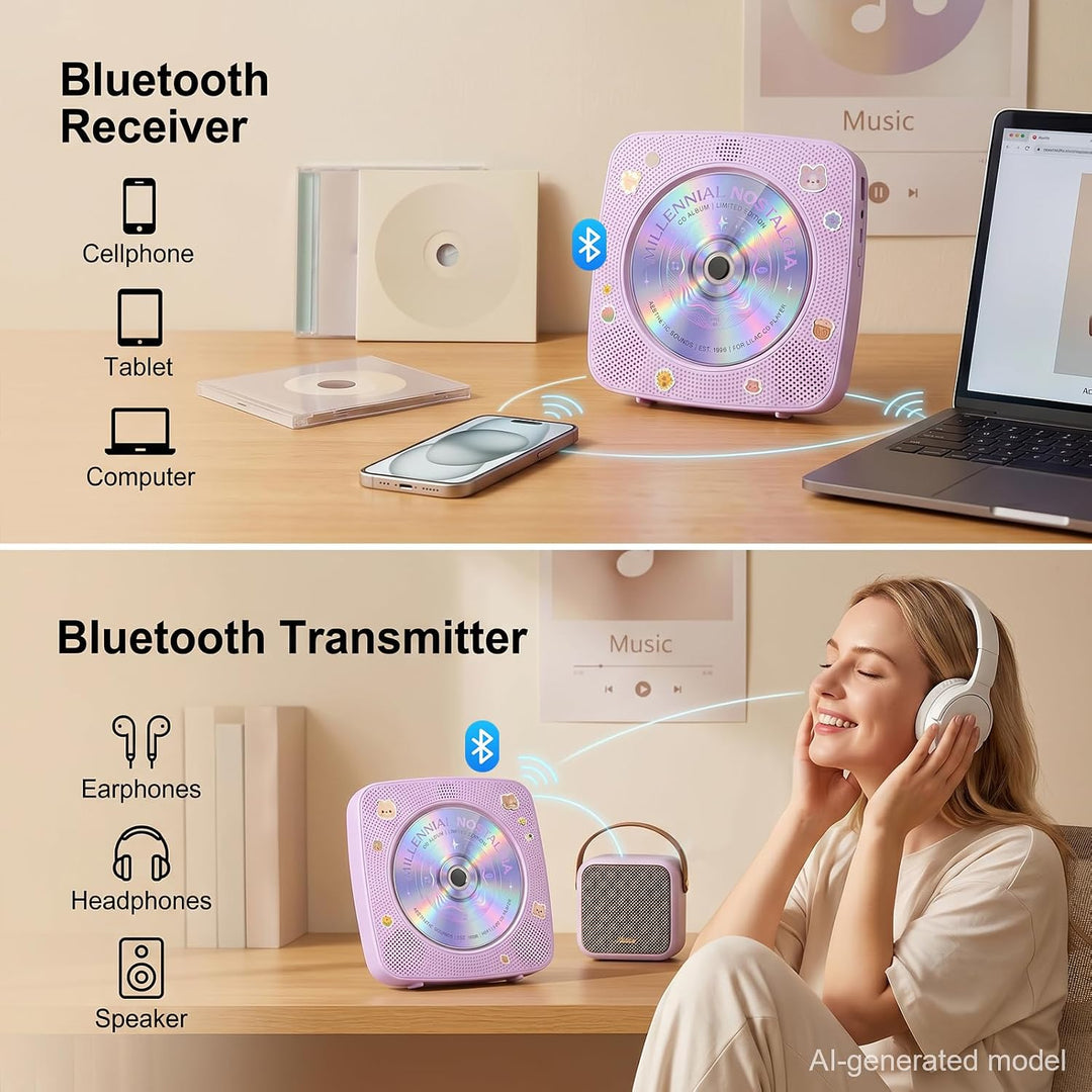 Gueray Tragbarer CD Player Tragbar : Radio CD Players Kinder CD-Player Discman mit 1800mAh Akku Laut