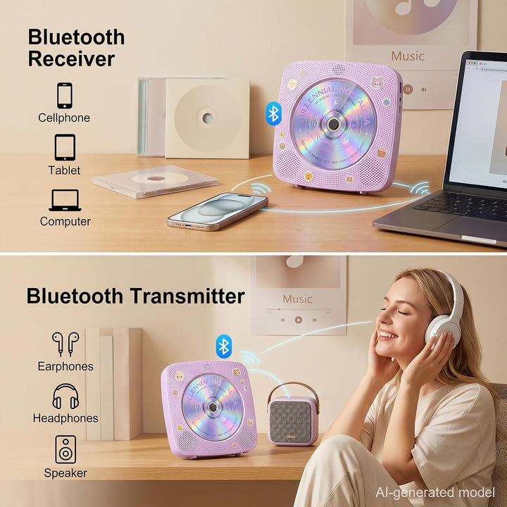 Gueray Tragbarer CD Player Tragbar : Radio CD Players Kinder CD-Player Discman mit 1800mAh Akku Laut