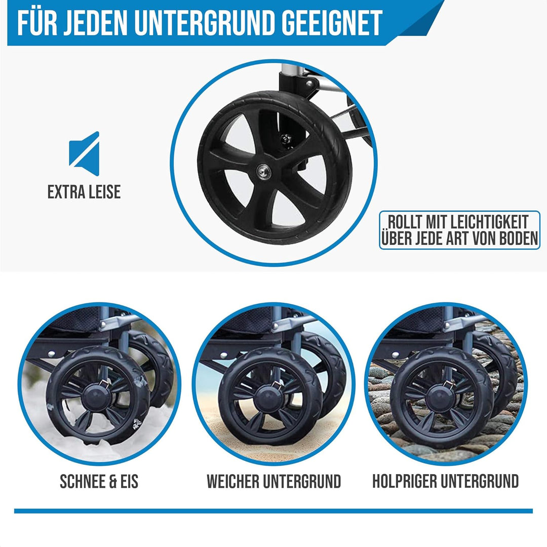 Strex Einkaufstrolley mit Rädern, Faltbar einkaufswagen mit 45 L Kapazität - Abnehmbare Einkaufstasc