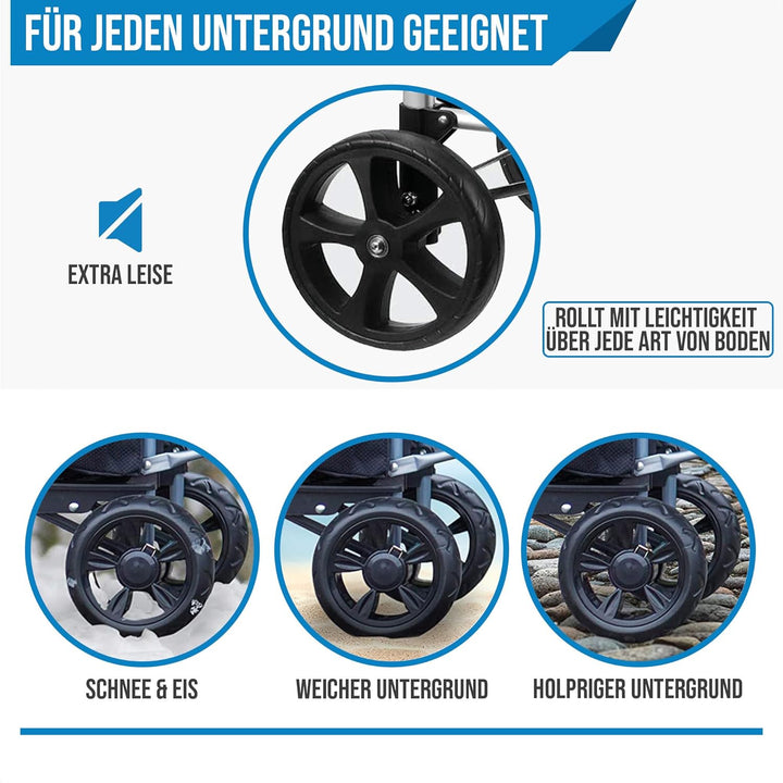 Strex Einkaufstrolley mit Rädern, Faltbar einkaufswagen mit 45 L Kapazität - Abnehmbare Einkaufstasc