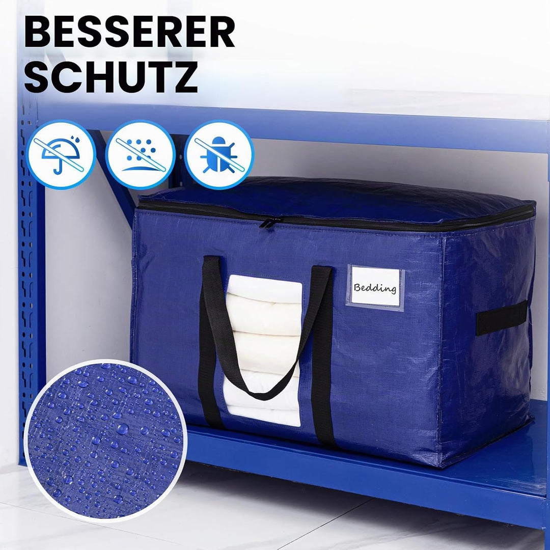 TAILI Umzugstasche mit Reissverschluss,6 PCS tiefblau Grosse Aufbewahrungstasche mit Griffe &amp; Deckel