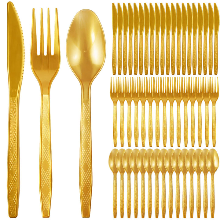 150 Stück Wiederverwendbaren Besteck Set, Party Besteck Mit Gabeln Messer Und Löffel Reusable Für Fa