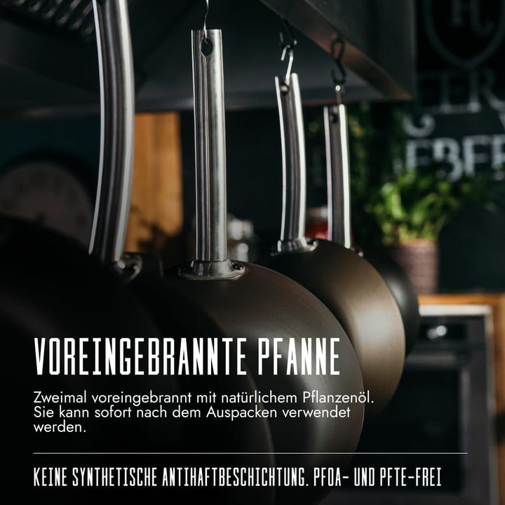 Skottsberg Bratpfanne Stahlpfanne 24 cm voreingebrannt und ohne Antihaftbeschichtung Skillet Stielpf
