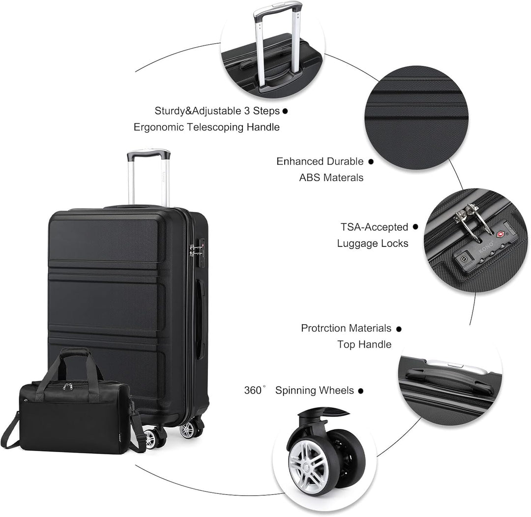 KONO Gross Rollkoffer Reisekoffer Set Gepäcksets 2 Teilig, 74cm Gross Trolley Koffer mit Ryanair Rei