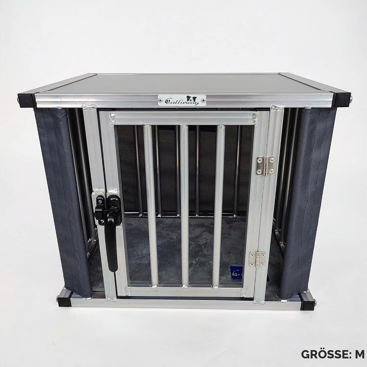 Callieway® ALU DOGBOX/Hundebox/ALU Hundkäfig für Büro und Daheim (nur vertikale Stäbe) (SMALL: 43(L)