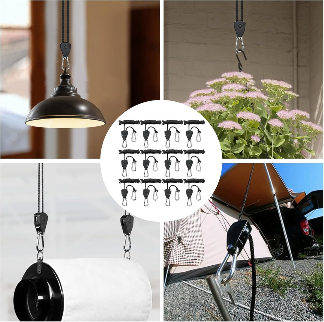 12 Stück 1/8 Zoll Ratchet Hanger, Seilzug Seilratsche mit Haken, Einstellbare Seil Seilhaken Ratsche