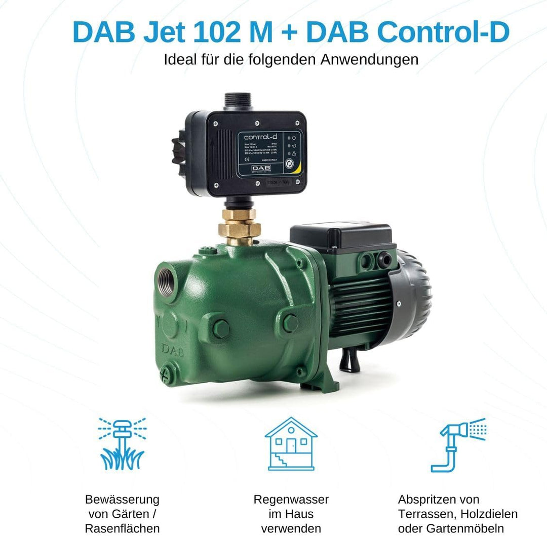 DAB Jet 102 M + DAB Control-D Hauswasserautomat - 3.600 L/Std. - 1130W - Förderhöhe 54 m - Automatis