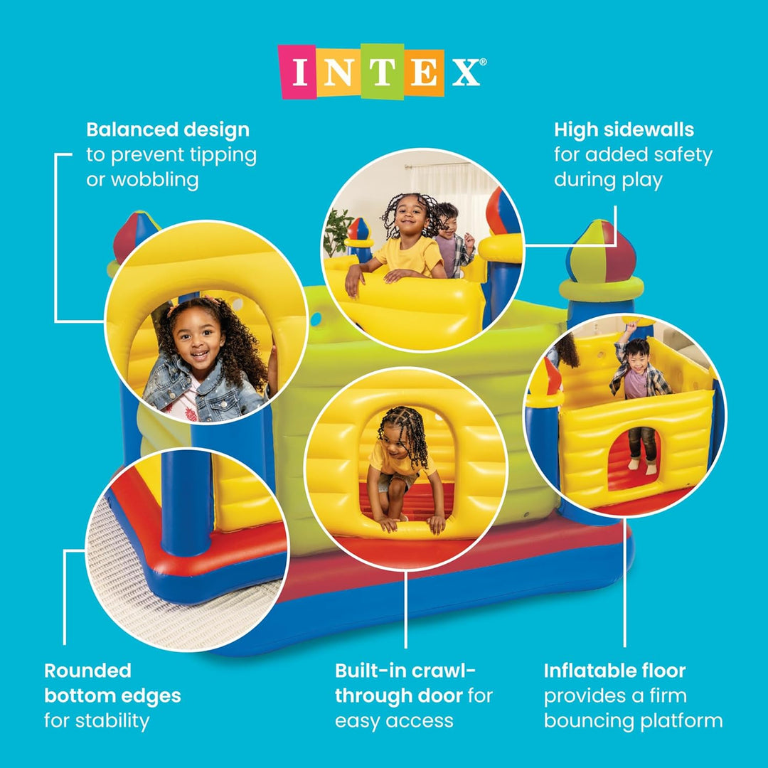 Intex 48259NP Jump-O-Lene Castle Bouncer - Aufblasbare Hüpfburg - 175 x 175 x 135 cm, Rot/Blau/Gelb
