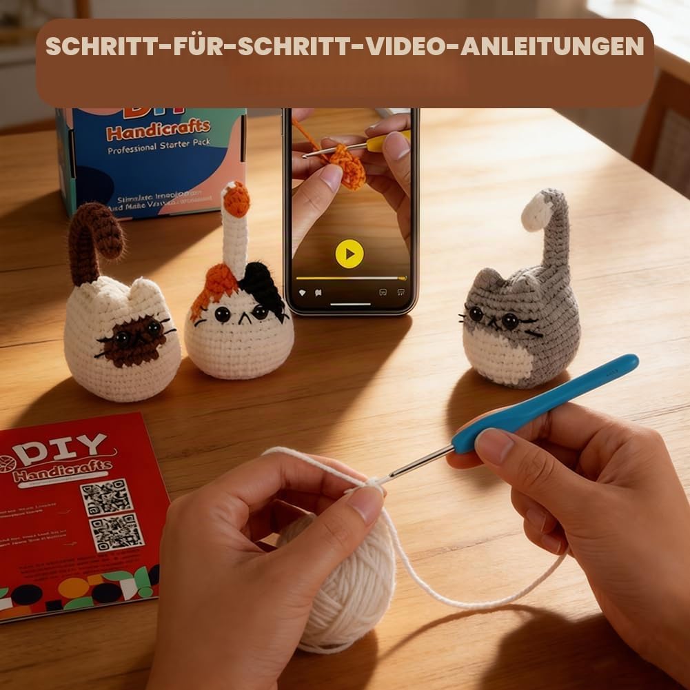 Occzin Heckel Set,Häkel-Starterset für Anfänger,Häkelset für Tiere,Geschenk für Geburtstage, Häkeln