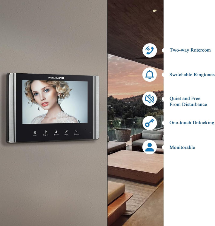 WOLILIWO Video Türklingel mit Kamera,3-familienhaus Video Doorbell Intercom with 7-Inch Monitor,Spre