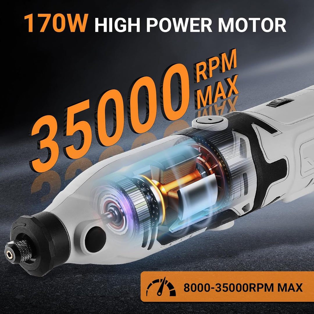 Multifunktionswerkzeug Rotationswerkzeug Gravur Gerät Mini Schleifer: DEKOPRO 170W 127 Zubehör Set V