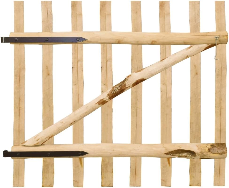 Tidyard Gartentor Zauntor Einflügelig Haselnussholz Gartentür Zauntür Pforte Holztor 100 x 90 cm für