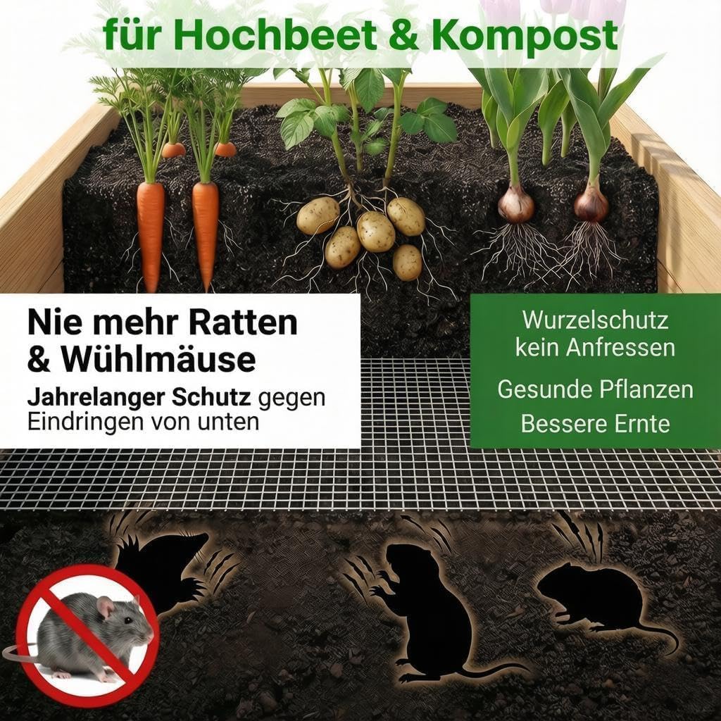 Amagabeli 0.5M X 25M Wühlmausgitter Volierendraht Maschendraht Kaninchendraht 12.7mm verzinkt punktv